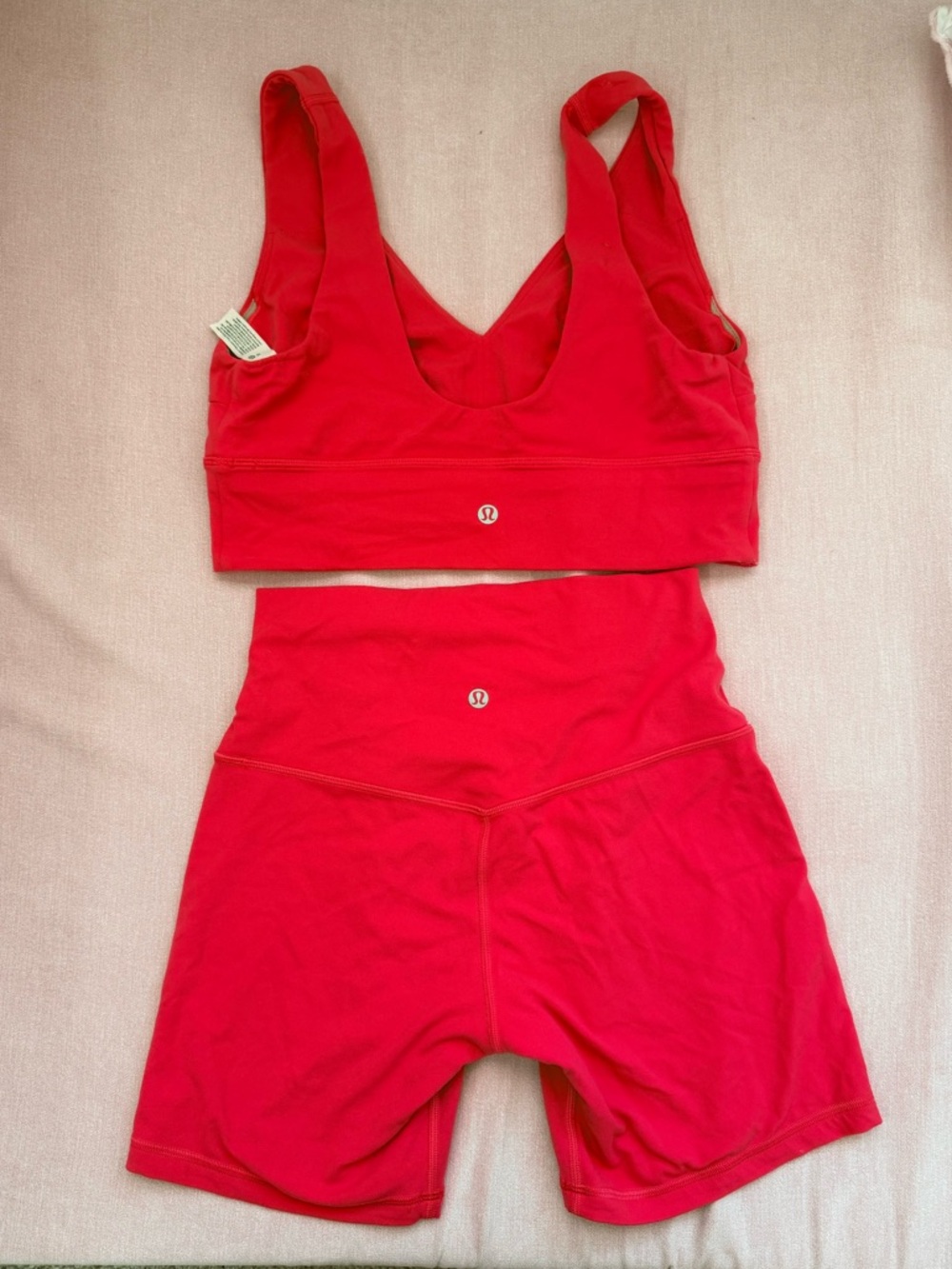 lululemon athletica Red Athletic Shorts and Sports Bra Set